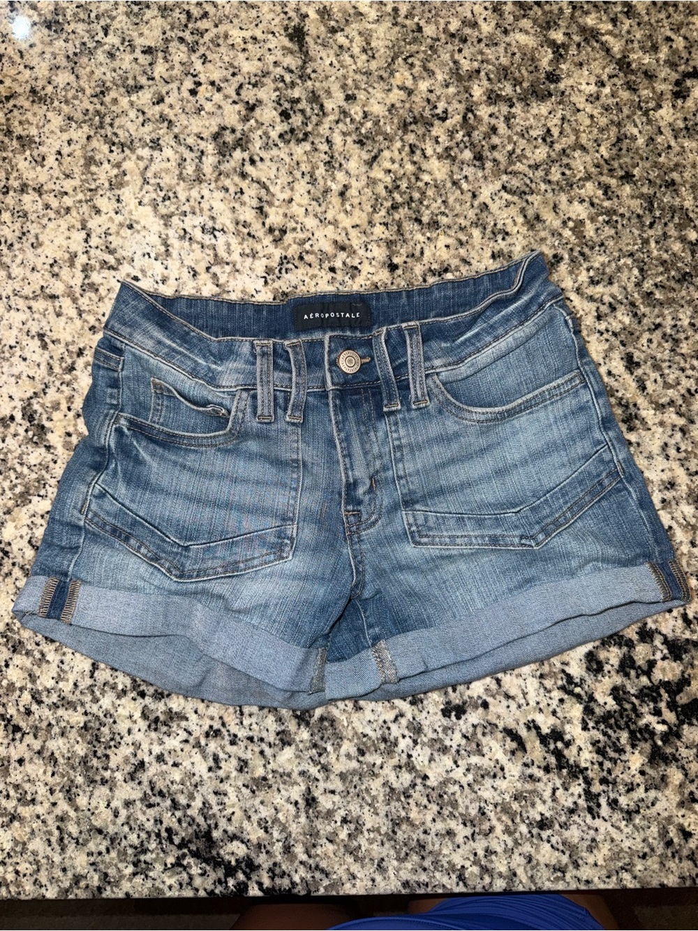 Aeropostale Light Wash Rolled-Hem Denim Shorts